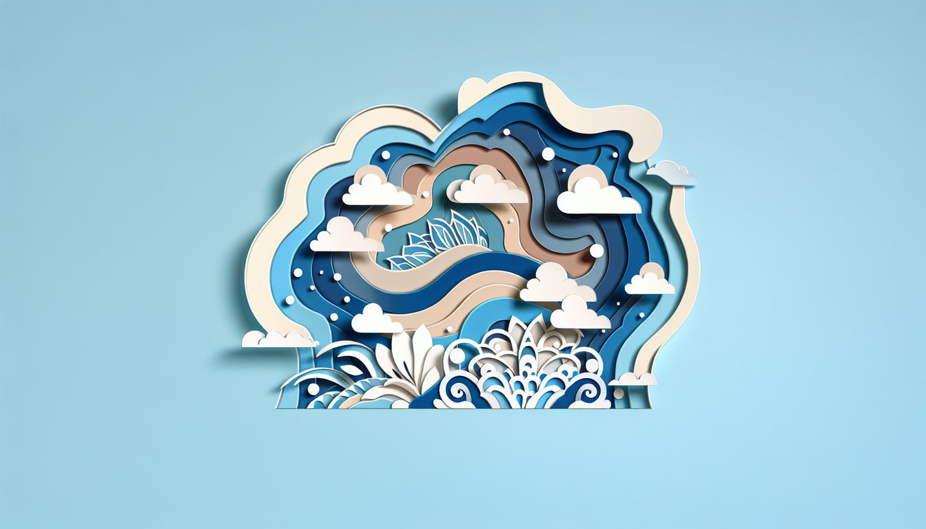 Paper art illustration for 13 Reasons Why personality quiz on a sky blue background.