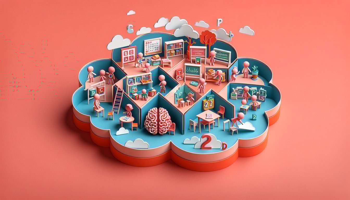 paper art style letters pencils books alphabet blocks on coral background for free 2nd grade spelling quiz