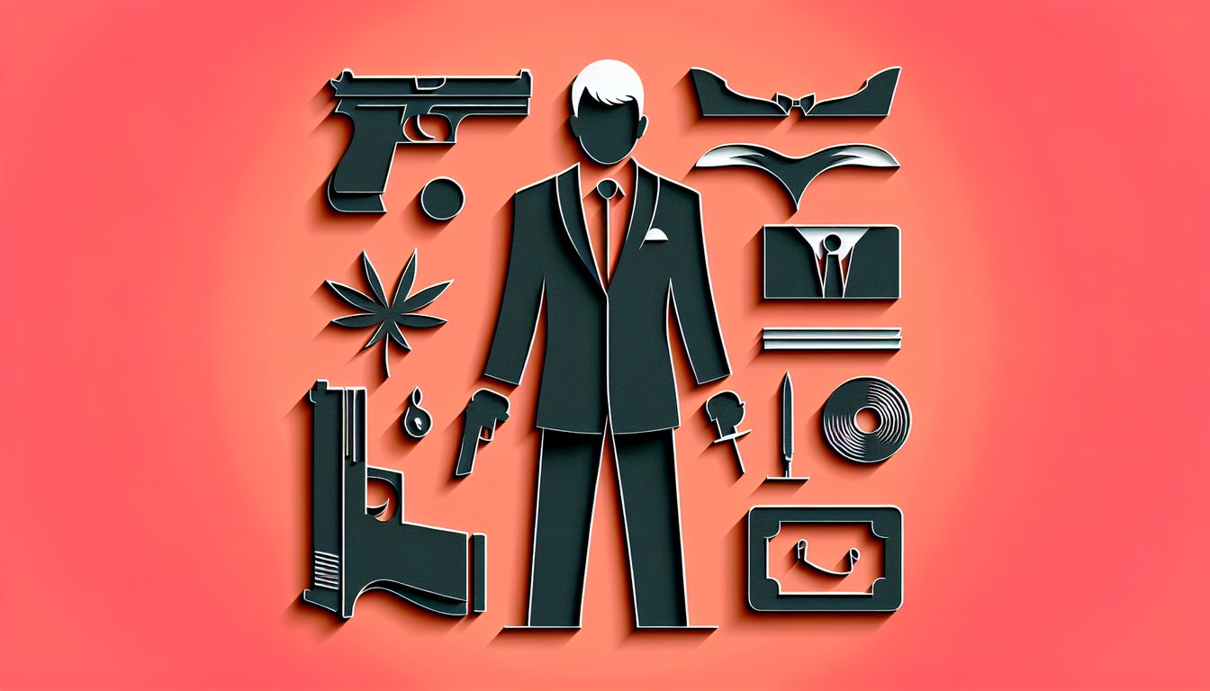 Paper art illustration shows stylized assassin figure with gun on coral background for character quiz