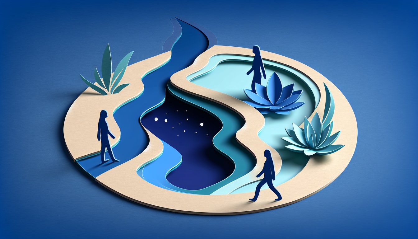 Paper art illustration for Narcissistic Abuse Quiz on dark blue background