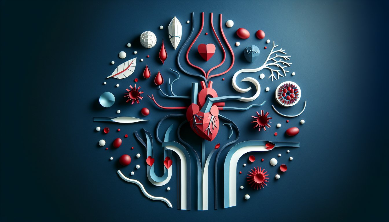 Paper art depicting a trivia quiz on the human circulatory system for high school students.
