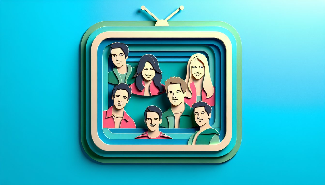 Teal background with paper cutout portraits of Lizzie McGuire characters surround quiz prompt and playful personality icons.