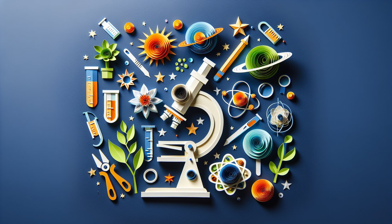 Colorful paper art promoting a fun quiz on 5th Grade Science Assessment