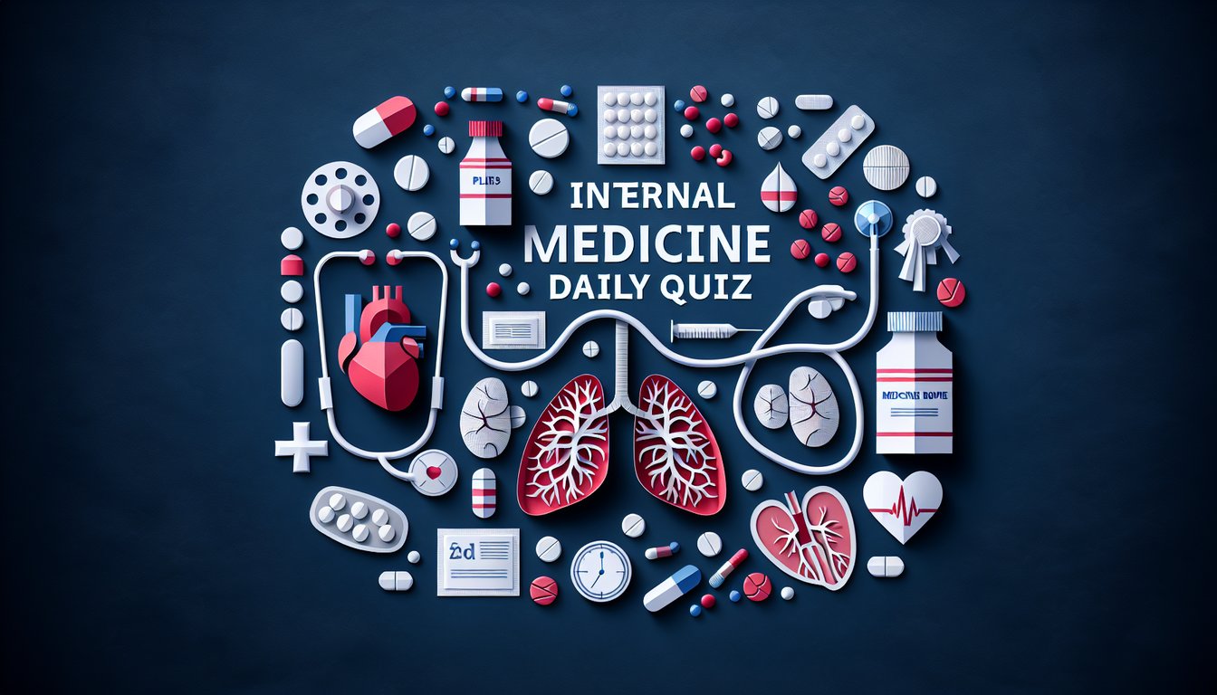 Colorful paper art depicting elements related to Internal Medicine Daily Quiz.