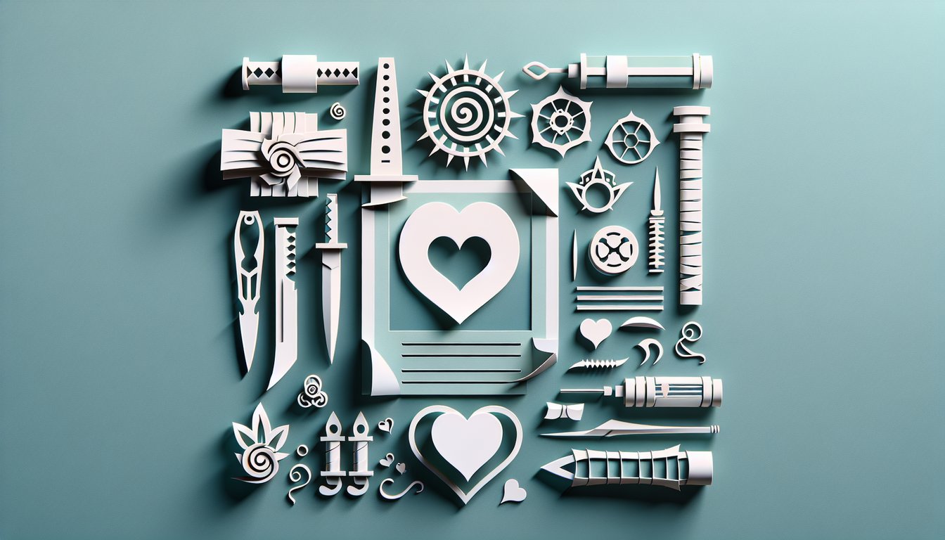 Paper art illustration for Naruto girlfriend quiz on teal background