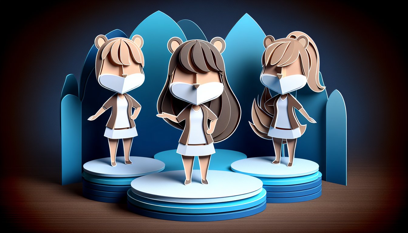 Chipettes-themed personality quiz paper art illustration on a dark blue background