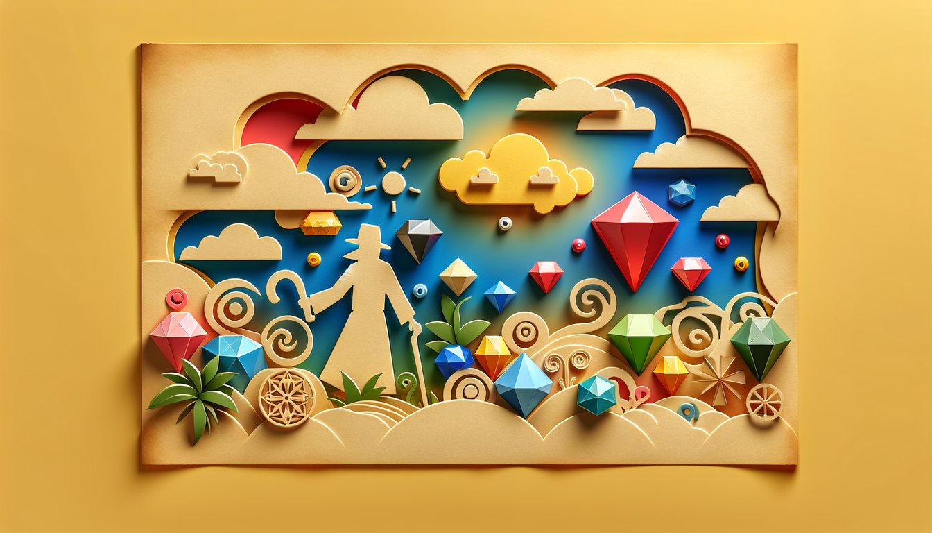 Paper art illustration for Steven Universe character personality quiz on golden yellow background