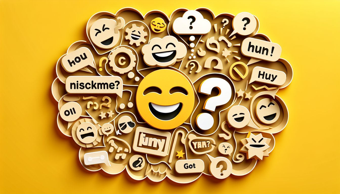 Paper art illustrating a funny nickname quiz on a golden yellow background