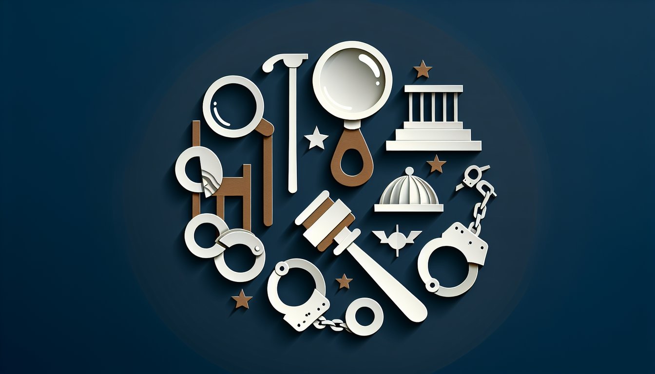 3D voxel art showcasing study materials, textbooks, and symbols related to Criminology course.