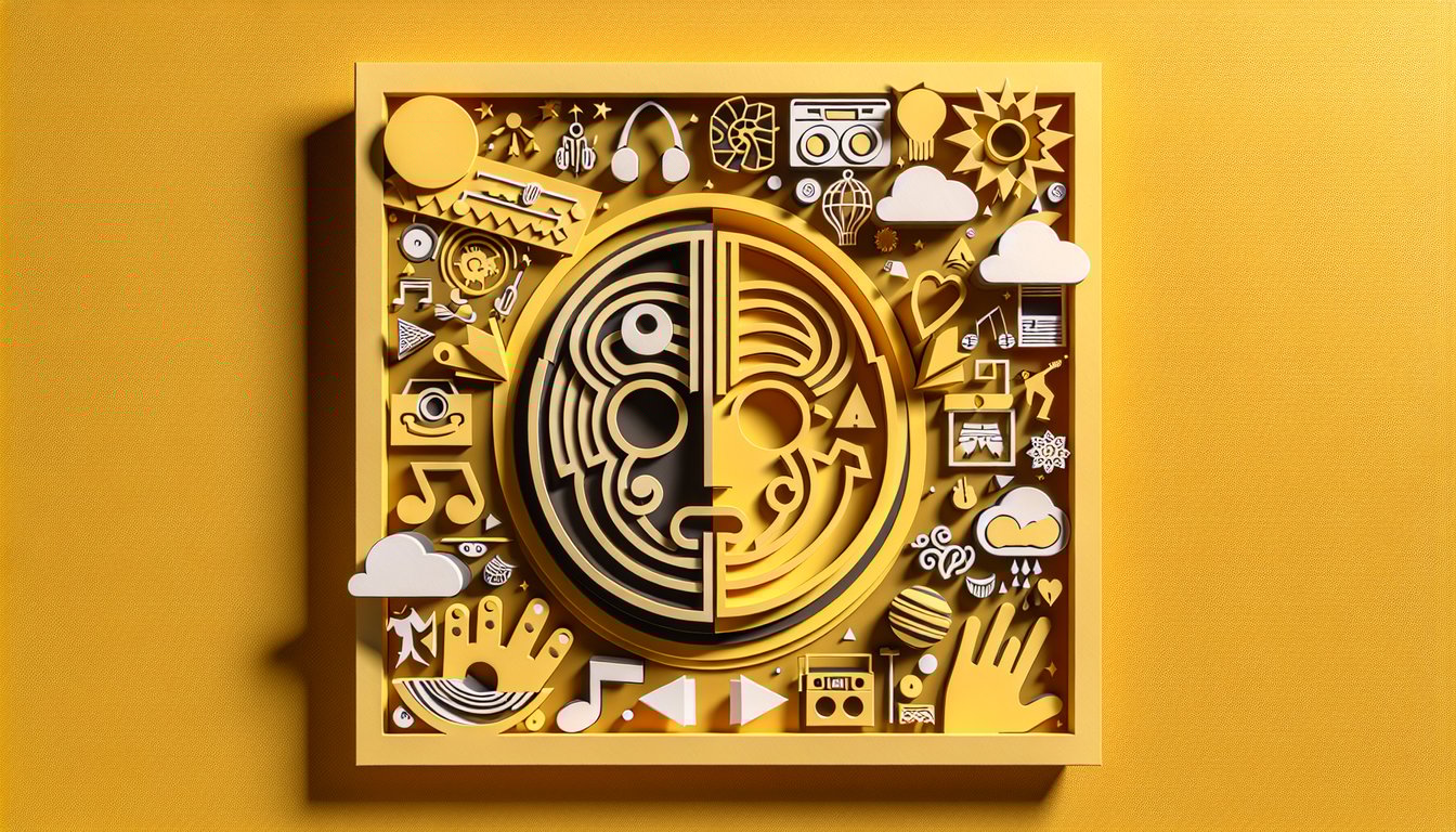 paper art collage for quiz revealing which 5 Seconds of Summer member matches your style on gold yellow backdrop