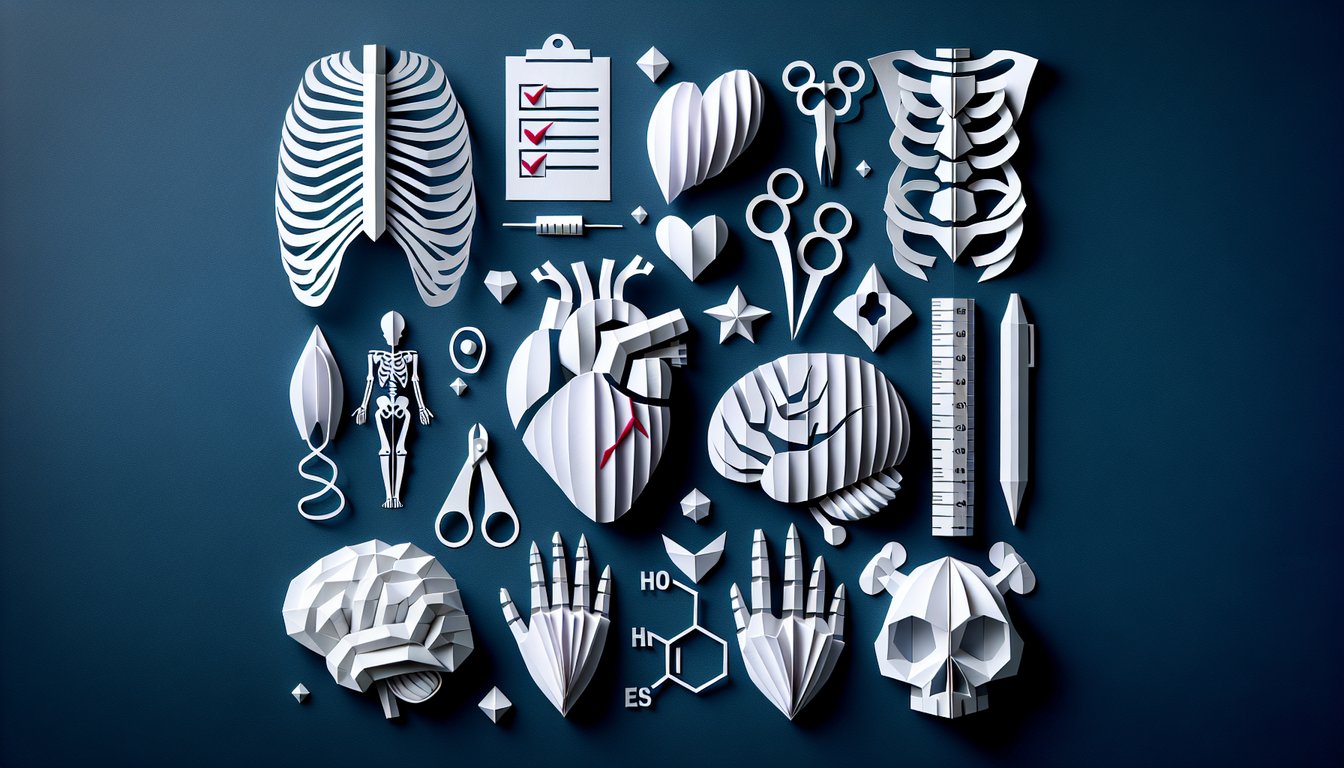 Colorful paper art promoting The Anatomical Planes Challenge trivia quiz for anatomy students.