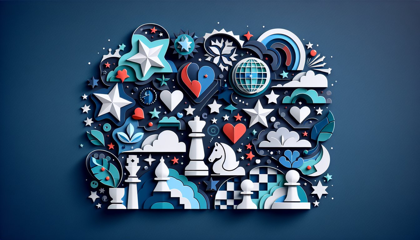 Paper art illustration for Danganronpa personality quiz on dark blue background