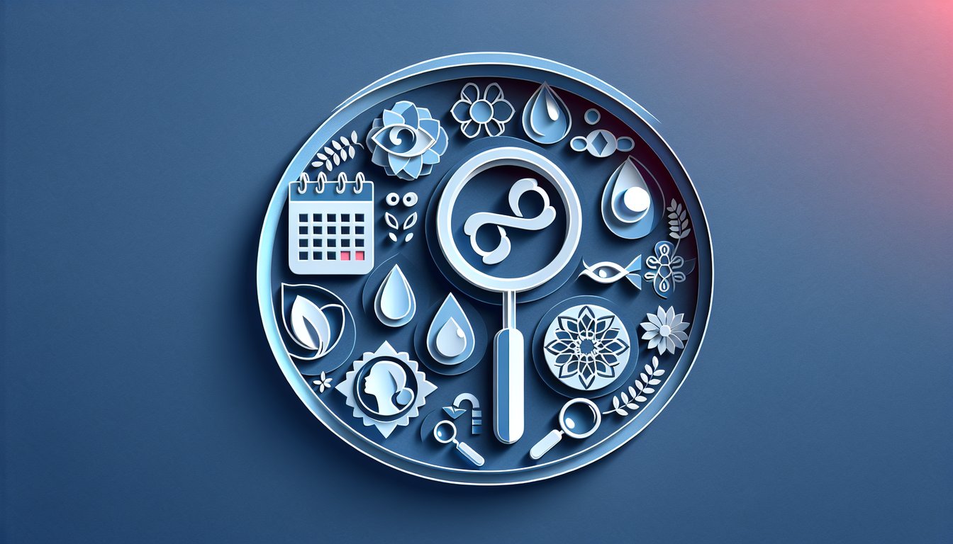 Paper art illustration for a menstrual cycle prediction quiz on a dark blue background