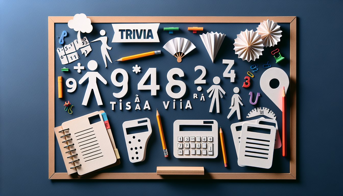 Colorful paper art promoting the Spanish Number Challenge, a quiz for middle school students.