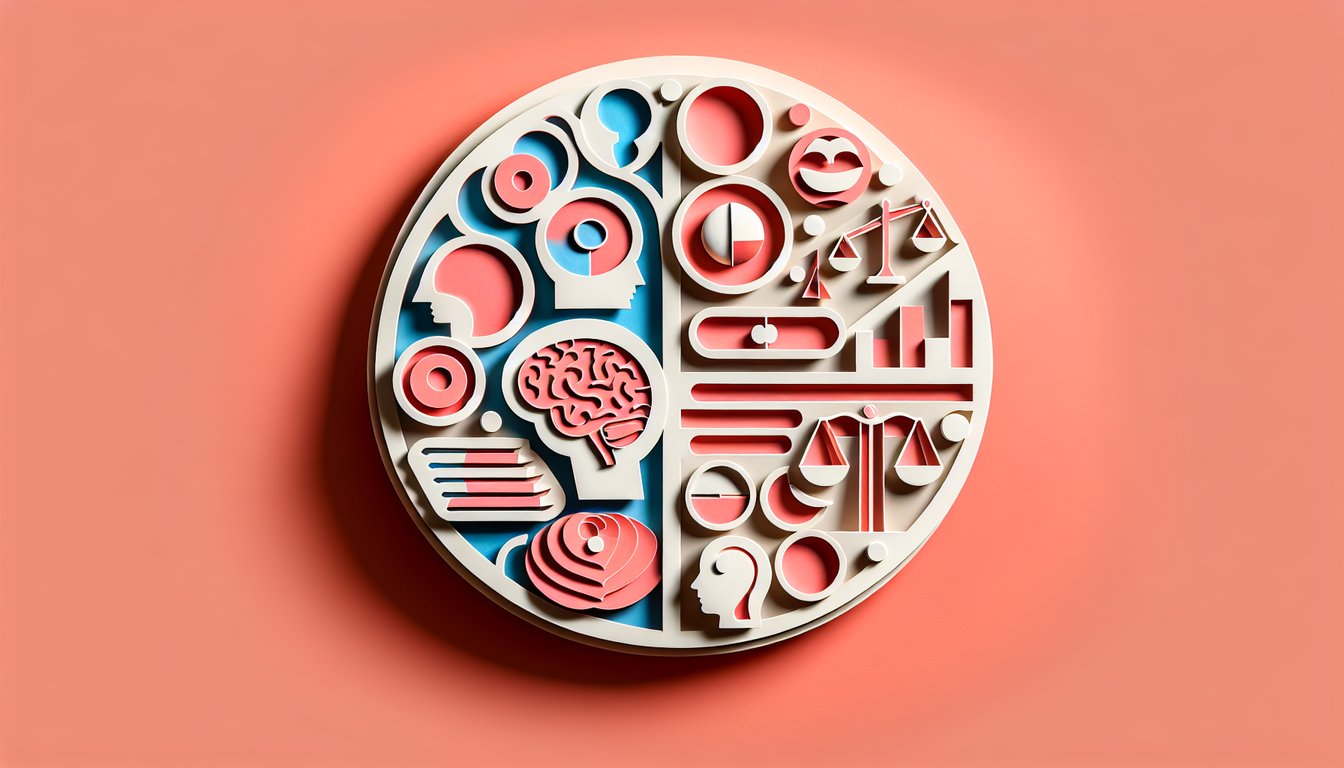 Paper art illustration depicting quiz on physiological and psychological deficiencies arousing behavior on coral background