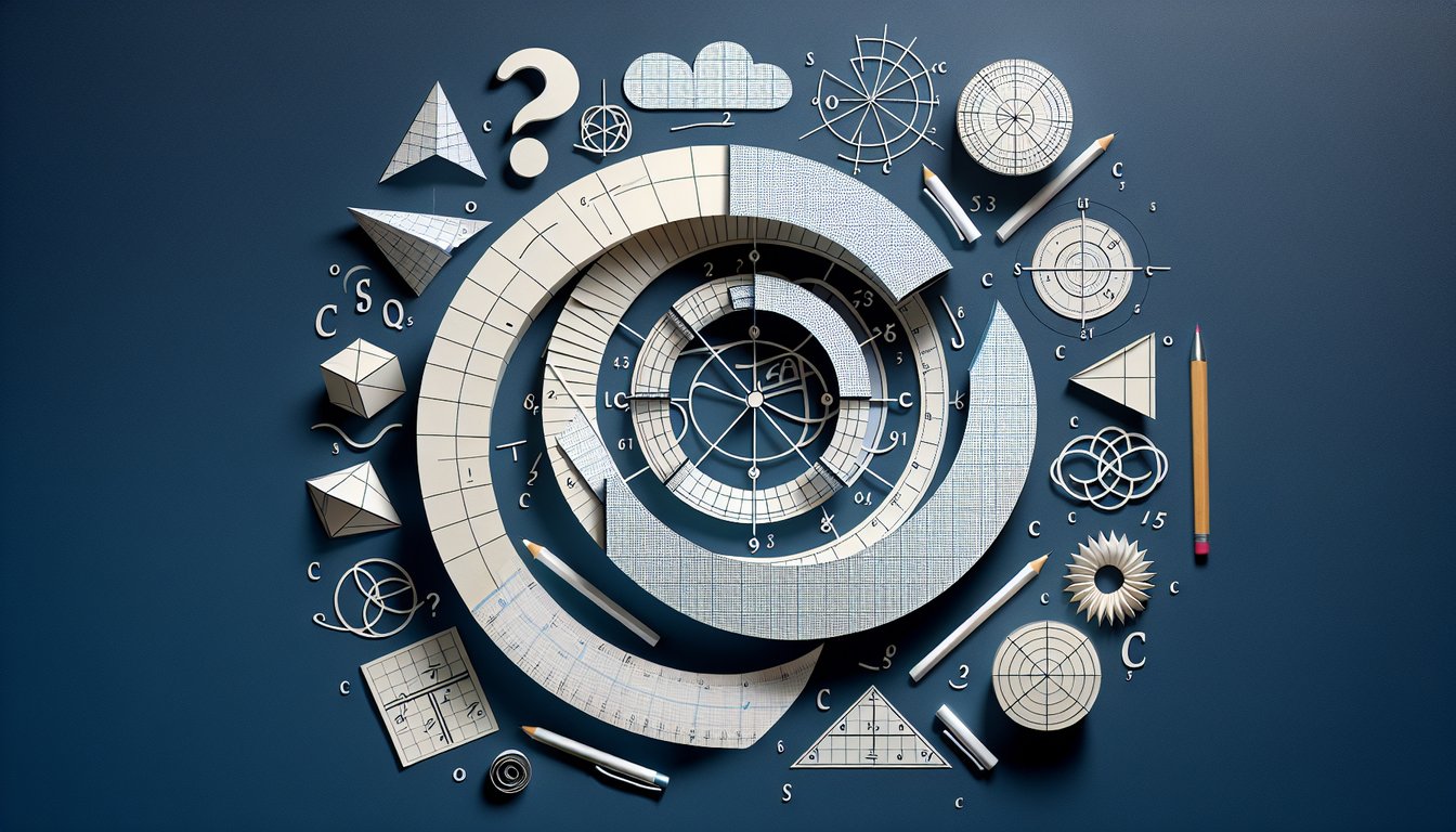Paper art promoting Circumcenter Conundrum, a geometry quiz for high school students.