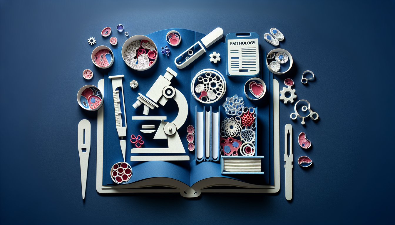 3D voxel art illustrating Literature Reviews in Pathology course content