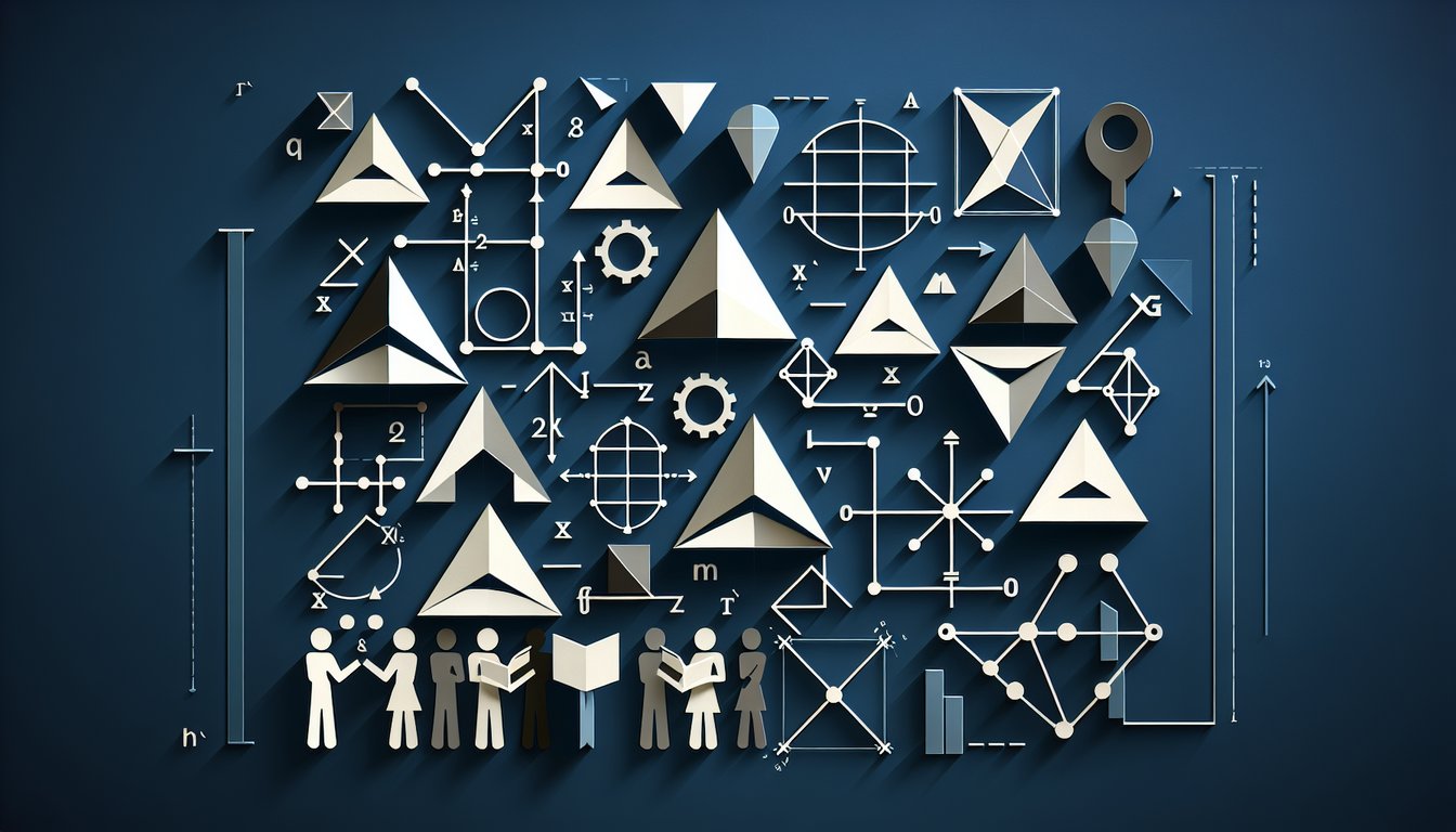 Colorful paper art promoting a parallel line concepts quiz for high school math students.