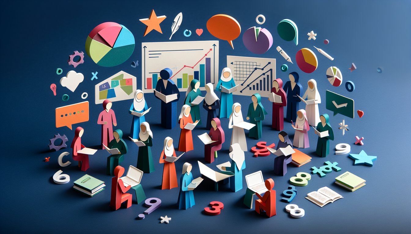 Colorful paper art promoting a trivia quiz on Stats Worksheet Mastery for high school students.