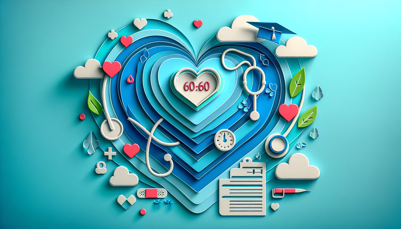 Paper art nursing assistant quiz on sky blue background shows free 60 question exam to test skills and build confidence.