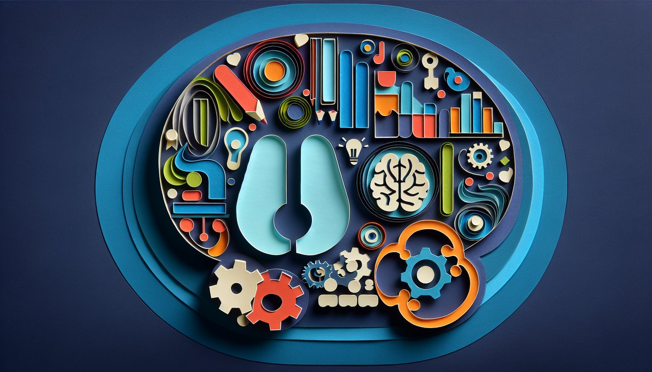 Colorful paper art depicting elements related to Psychology Research Methods Quiz