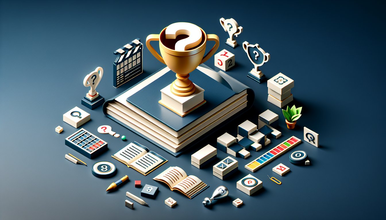 Paper art quiz scene featuring Big Brother International title and HoH competition icons on dark blue background