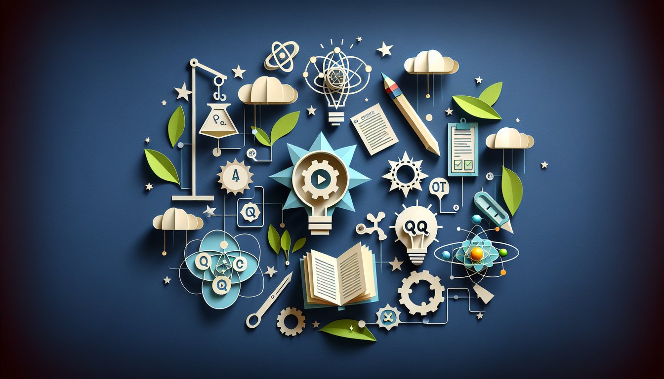 Colorful paper art promoting Energy Conservation Quest, a high school physics trivia quiz.