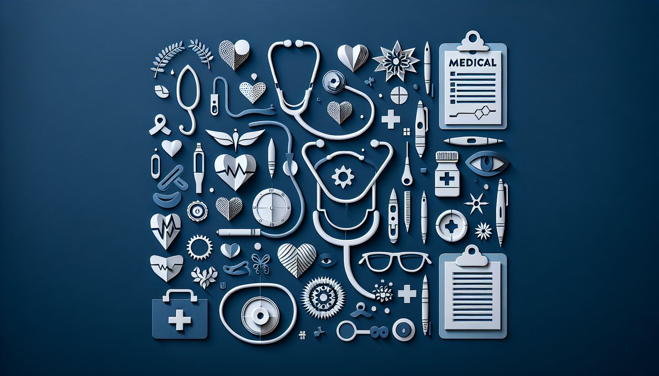Colorful paper art depicting elements related to Medical Scribe Exam Practice Quiz