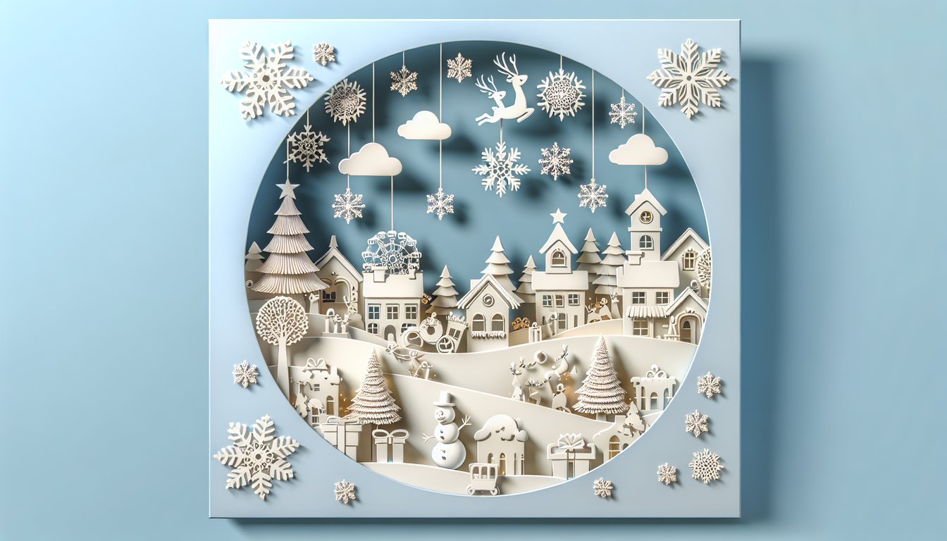 Paper art Grinch holding gift with Cindy Lou on sky blue background for How the Grinch Stole Christmas trivia quiz