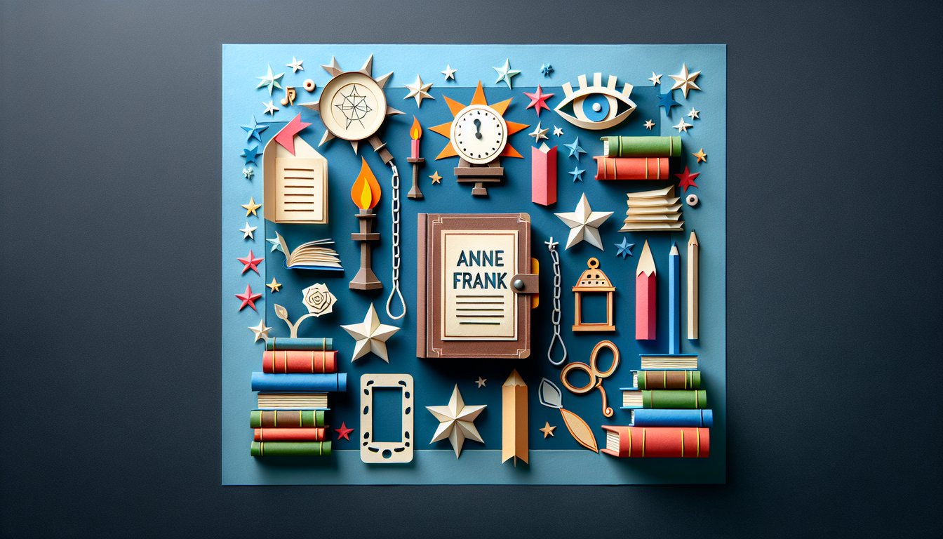 Colorful paper art representing Anne Frank Quiz Challenge for middle school students.