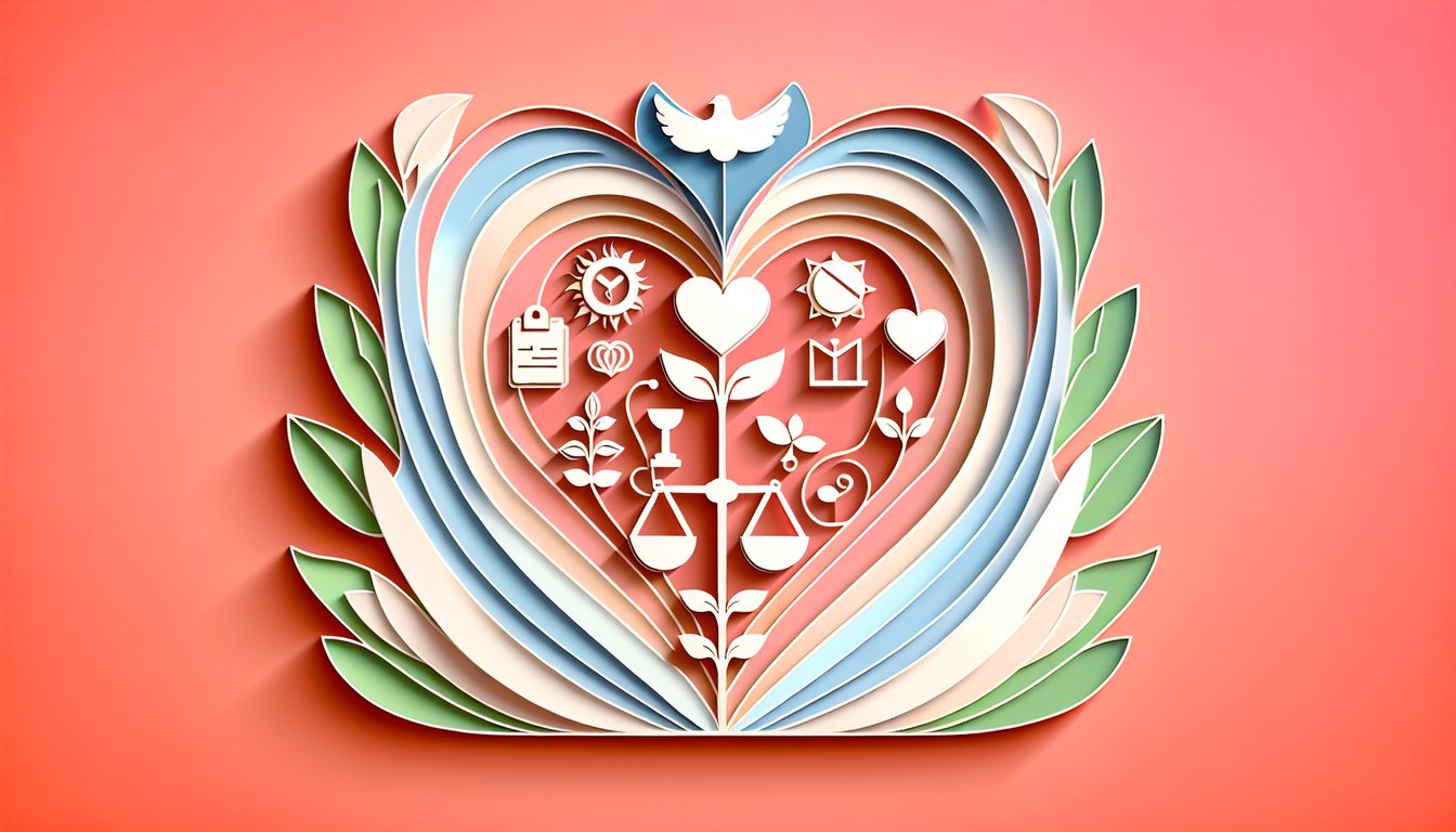 Paper art illustration for a good person test on a coral background