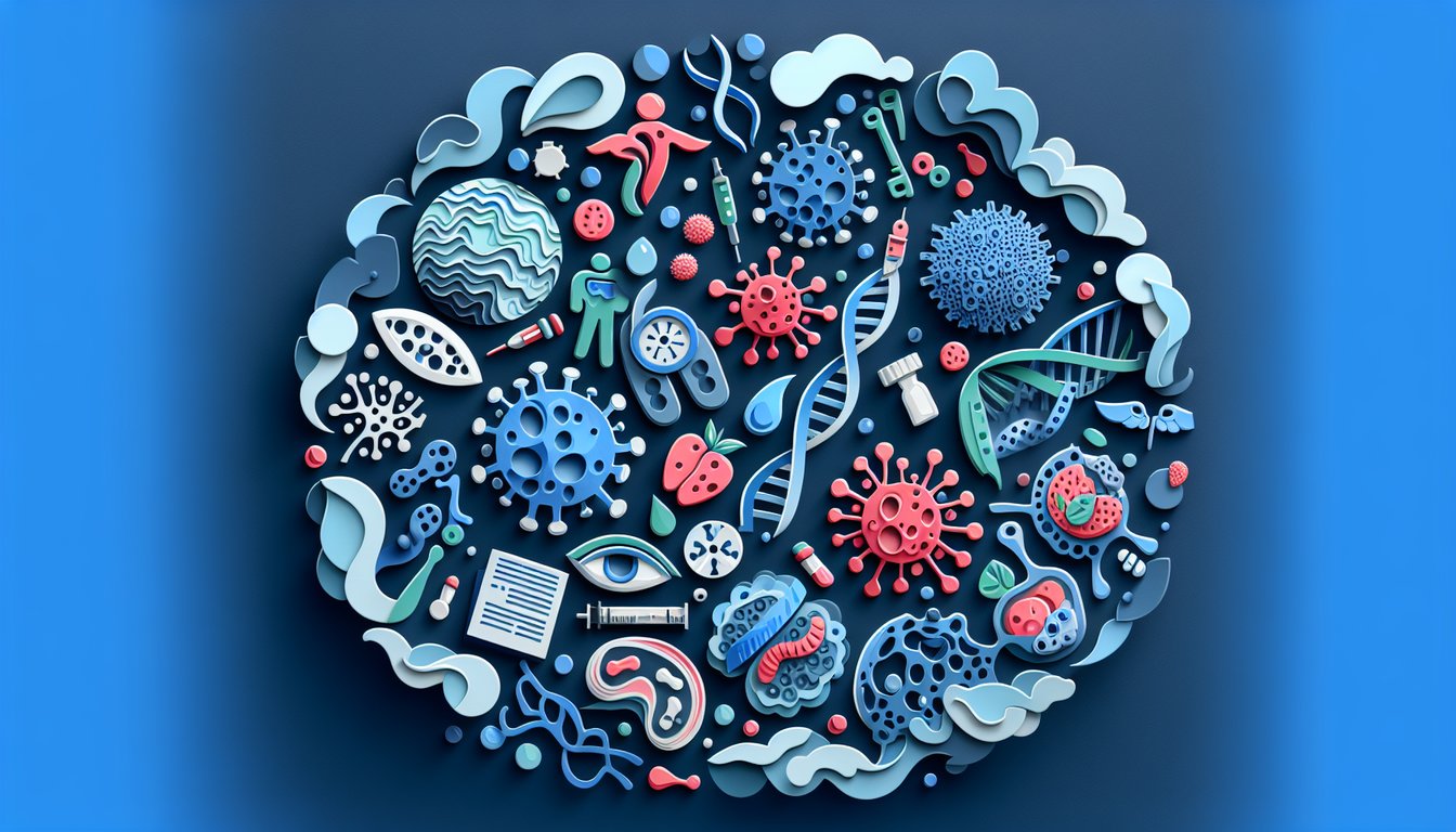 Paper art illustration for an at-home immune system strength quiz on a dark blue background