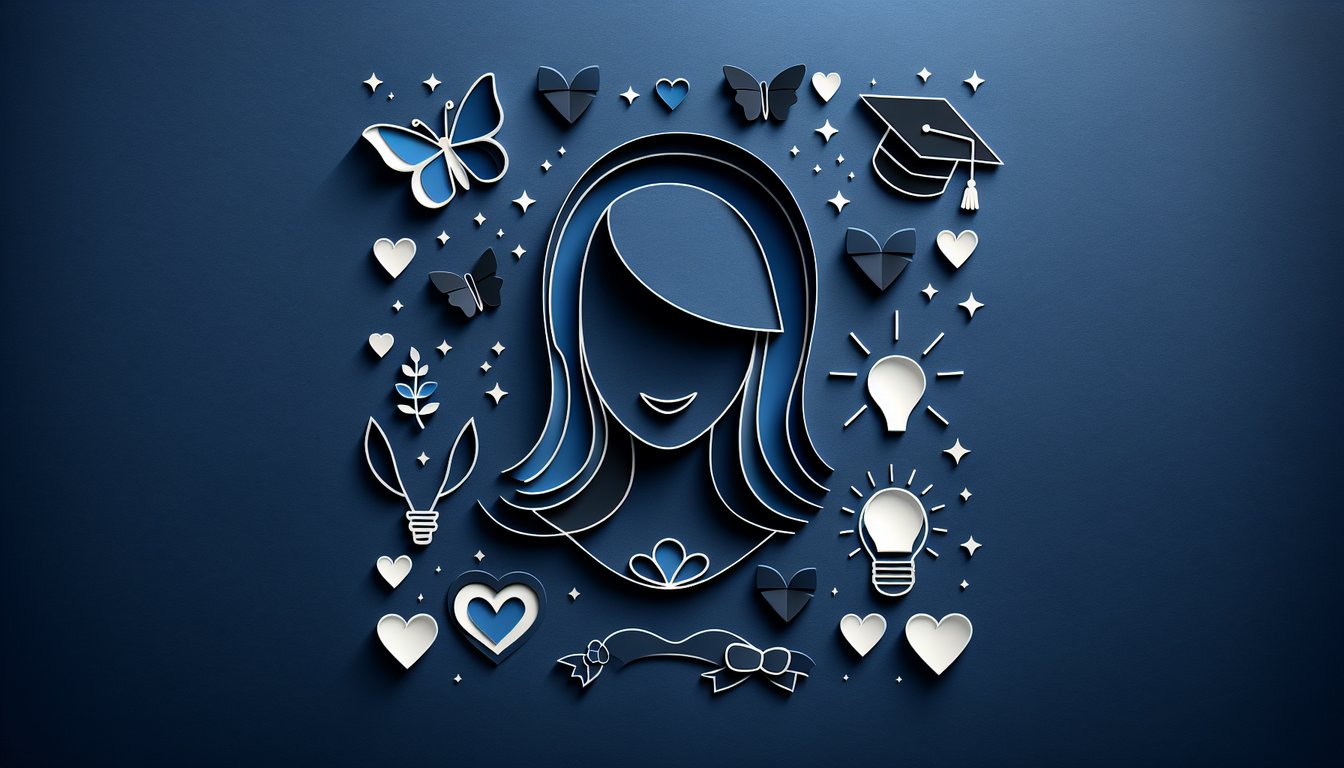 Paper art illustration for a quiz about attractiveness on a dark blue background