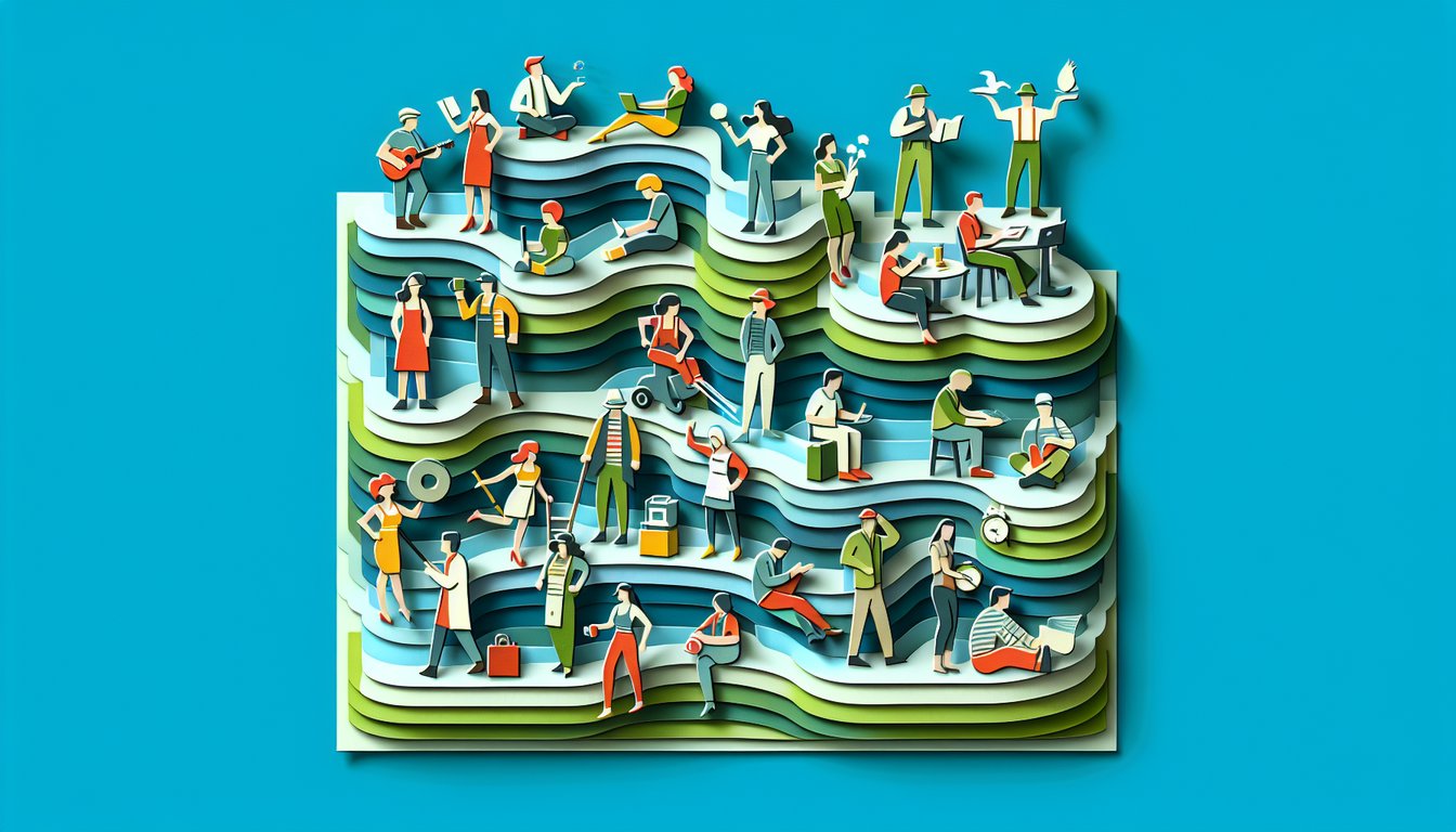 Paper art illustration for eccentricity test on a teal background encouraging self-discovery and embracing quirks.