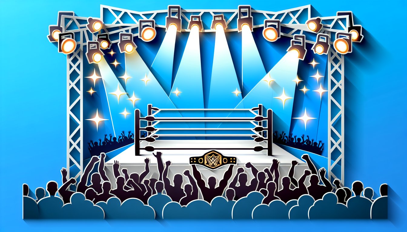 Paper art wrestling silhouettes quiz invites guess names challenge friends prove ultimate WWE fandom sky blue background