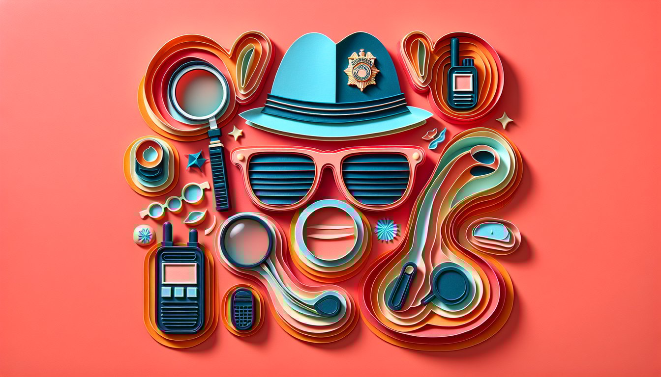 Paper art of two undercover agents from Jump Street in playful poses on coral background with bold quiz title