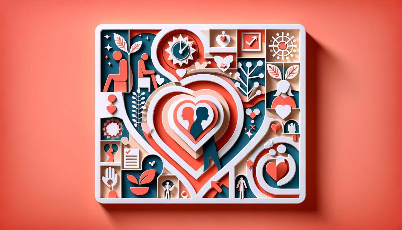 Paper art quiz illustration Dr Phil Com personality test challenge relationship advice life insights on coral background