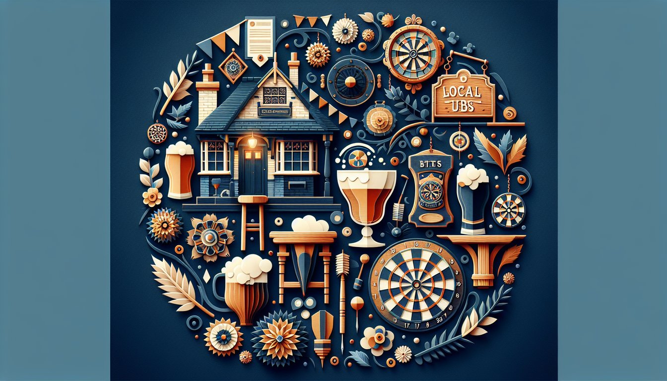 Colorful paper art depicting elements related to Local Pubs Trivia Quiz.