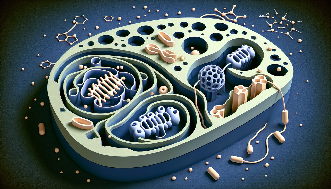 Paper art illustration for AP Biology Unit 2 practice test on cellular respiration on dark blue background