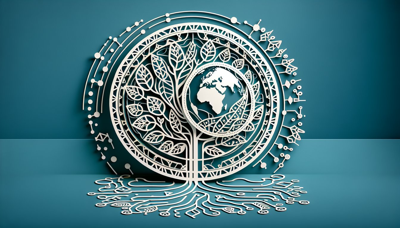 Paper art illustration for an online ethnicity test quiz on a teal background