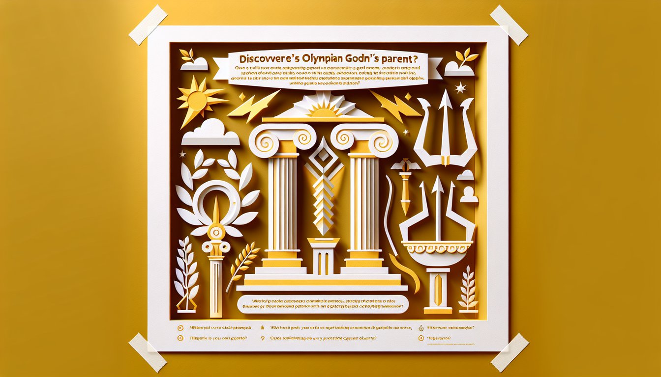 Paper art illustration for Percy Jackson quiz on golden yellow background