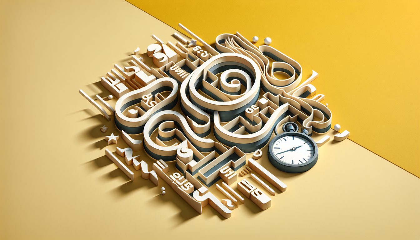 paper art illustration with scrambled letters and timer and trophy on golden yellow background for trivia unscramble quiz
