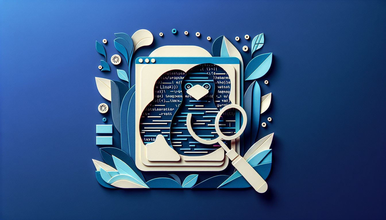 Colorful paper art depicting elements related to a Linux Basics Quiz