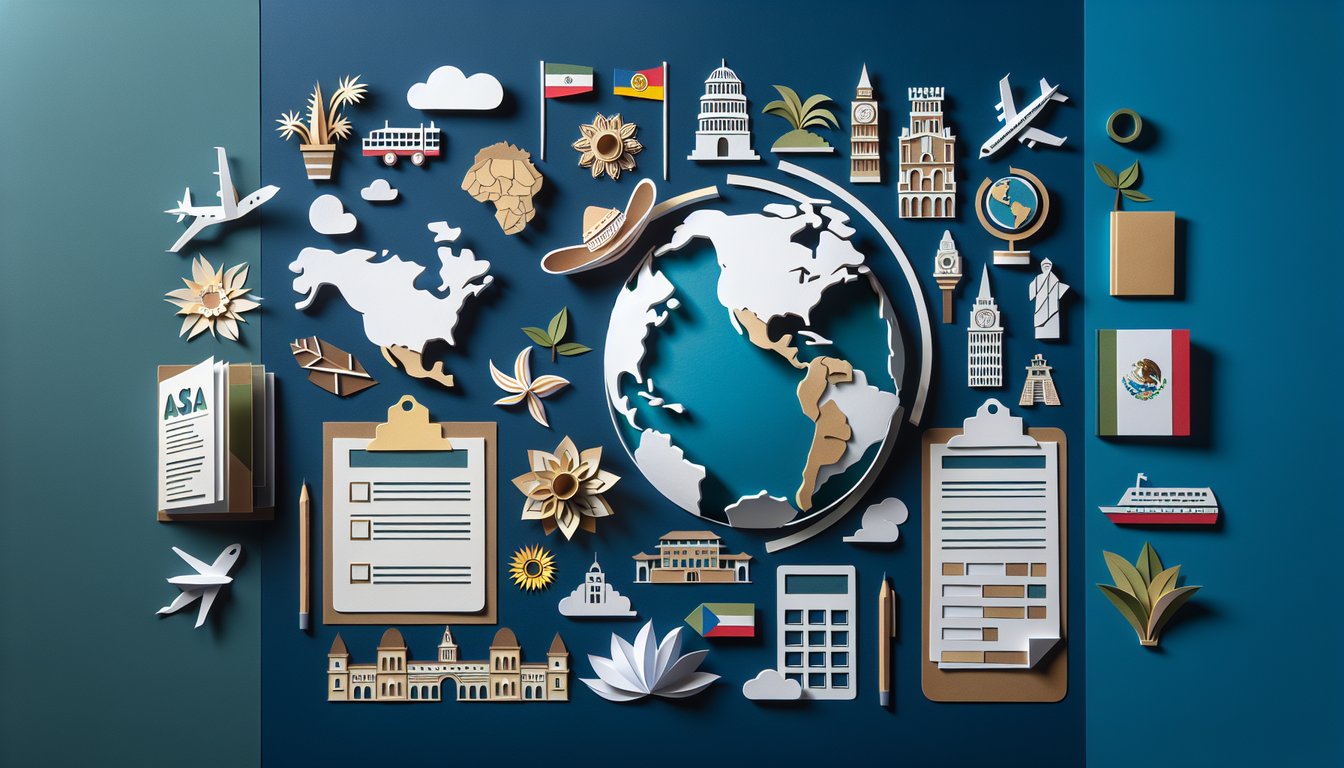 Paper art promoting Capital Quest Central America, an interactive geography quiz for high school students.