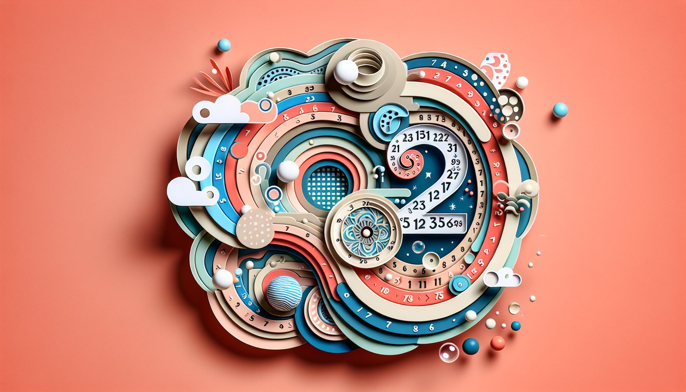 Paper art illustration promoting a free personality quiz to discover your lucky number on a coral background