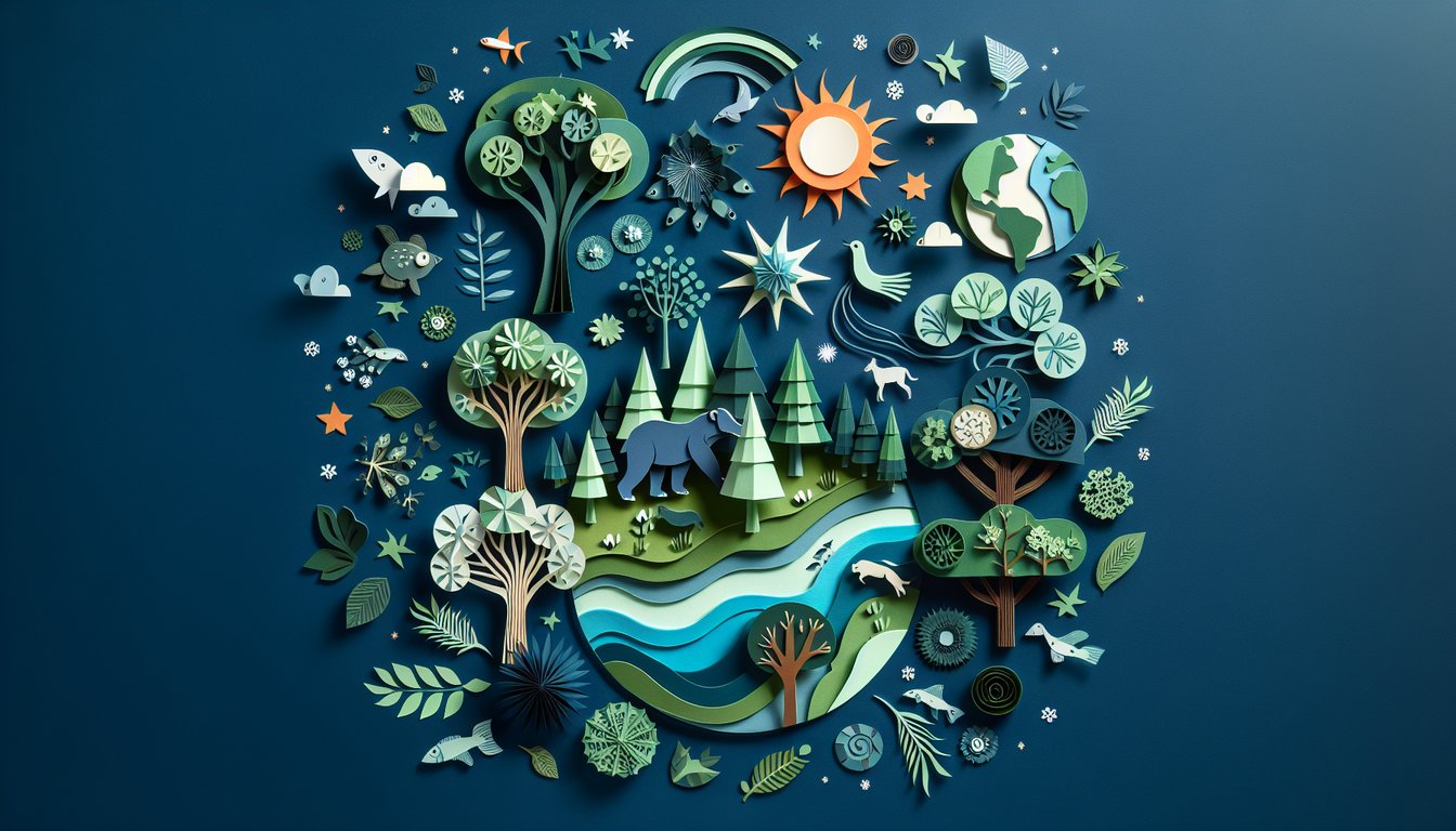 Paper art promoting Eco POGIL Challenge, an interactive ecology quiz for high school students.