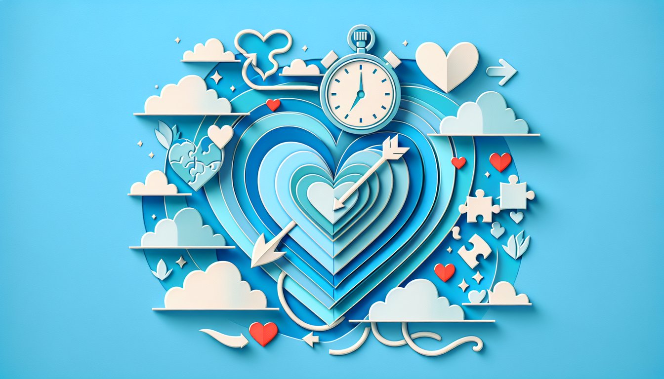 Paper art illustration for a guy type quiz on a sky blue background