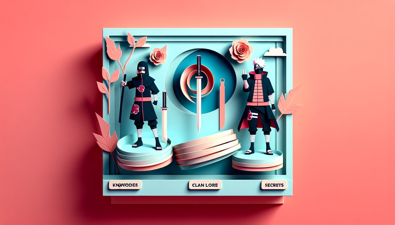 Paper art illustration for a free Ameyuki Naruto quiz on a coral background
