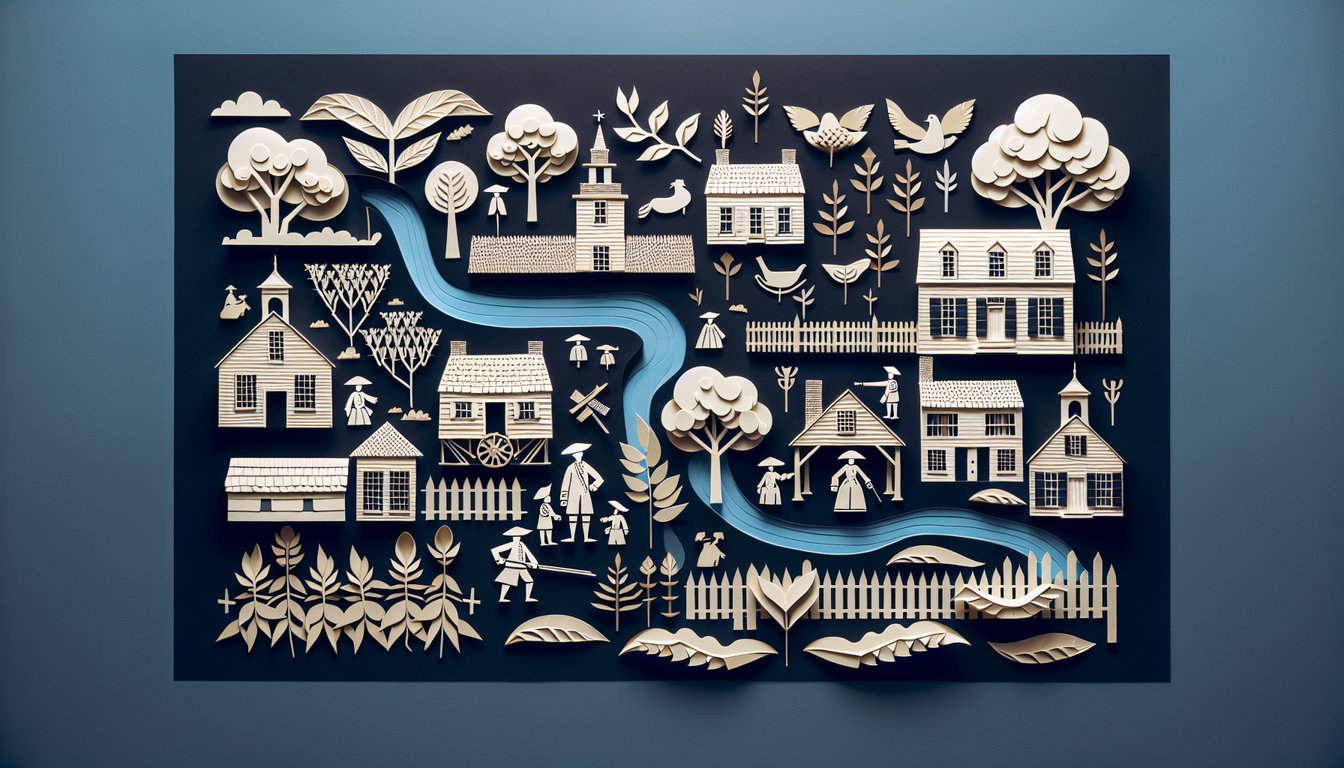 Colorful paper art promoting Southern Colonies Showdown quiz for middle school history students.