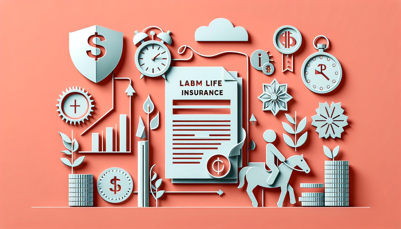 Paper art illustration for free life insurance quiz on a coral background